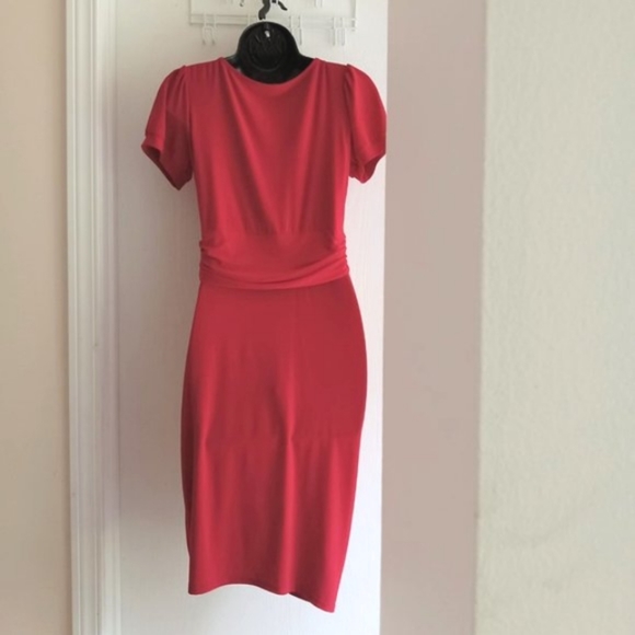 ⭐️ Host Pick ⭐️ x 2  VINTAGE | Ruby Red Ruched Dress - Picture 4 of 9